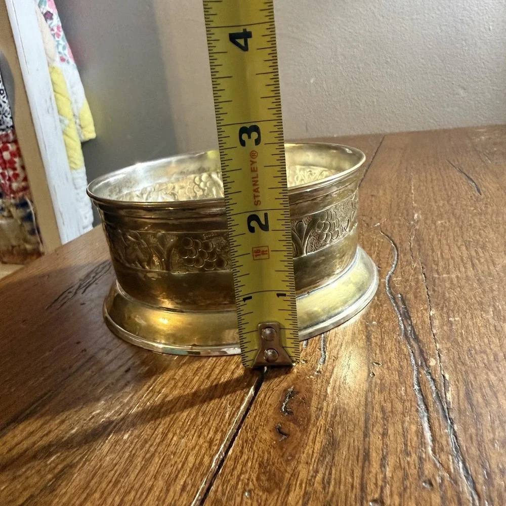 Pottery Barn Silver Decorative Pewter Vintage Wine Bottle Coaster Candle Holder